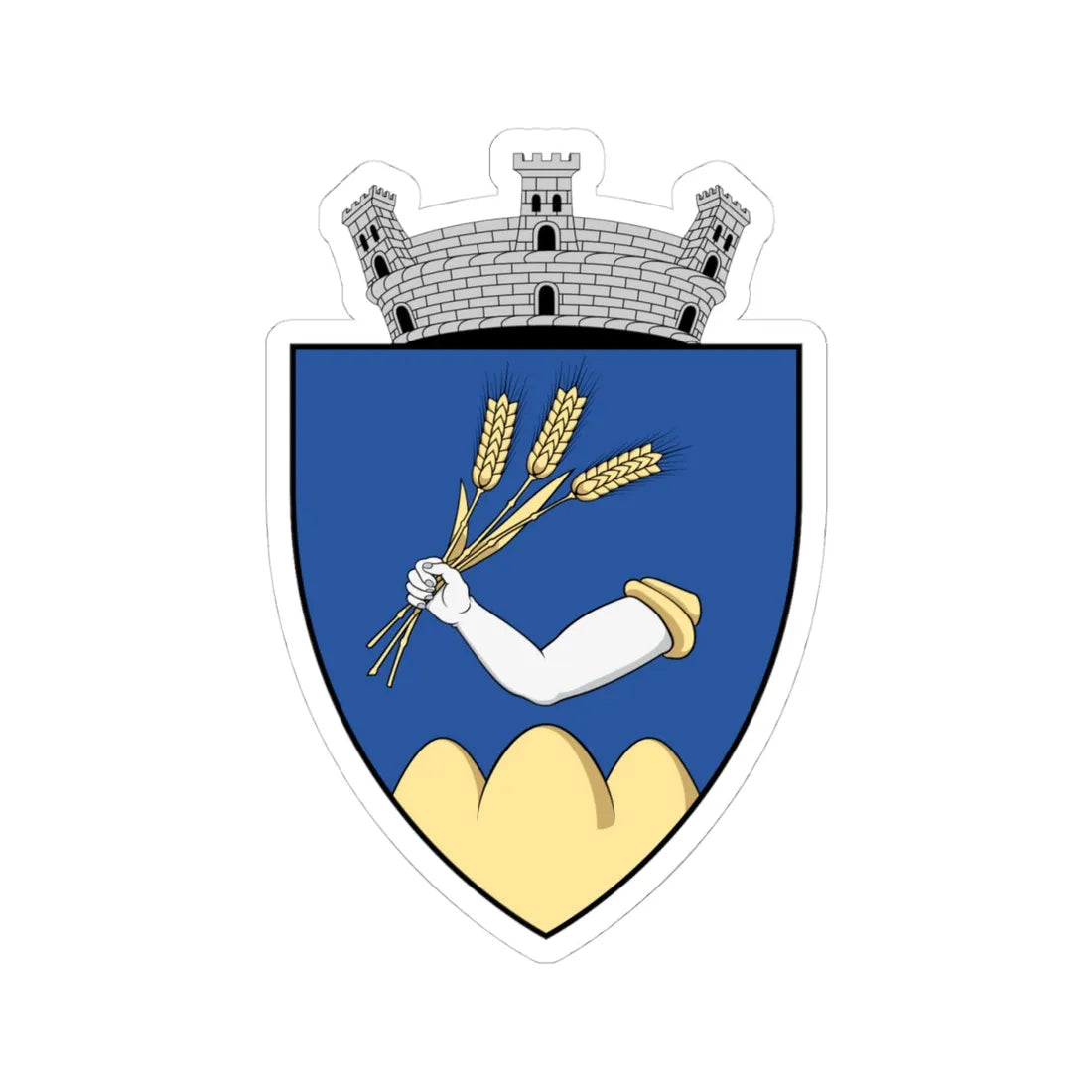 Coa Romania Town Érmihályfalva History (Oman) (Coat of Arms) STICKER Vinyl Kiss-Cut Decal 4 Inch White - The Sticker Space