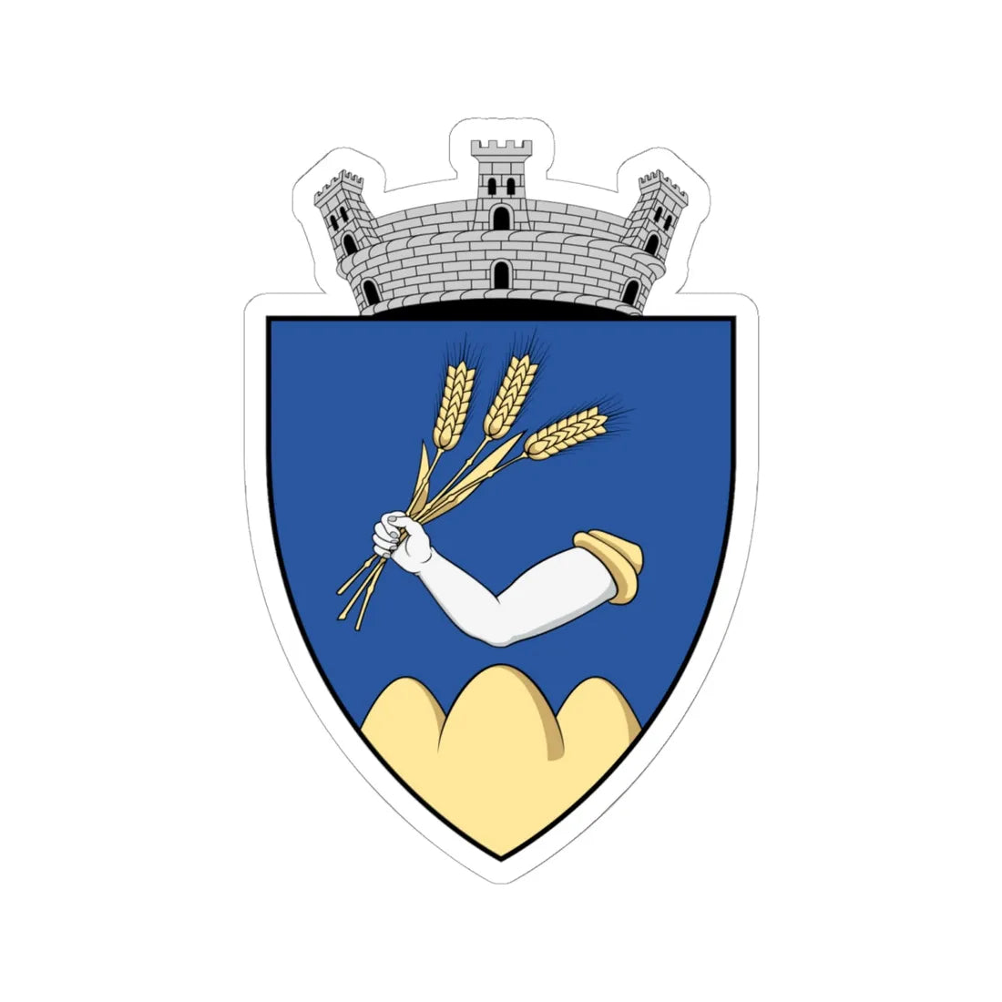 Coa Romania Town Érmihályfalva History (Oman) (Coat of Arms) STICKER Vinyl Kiss-Cut Decal 6 Inch White - The Sticker Space