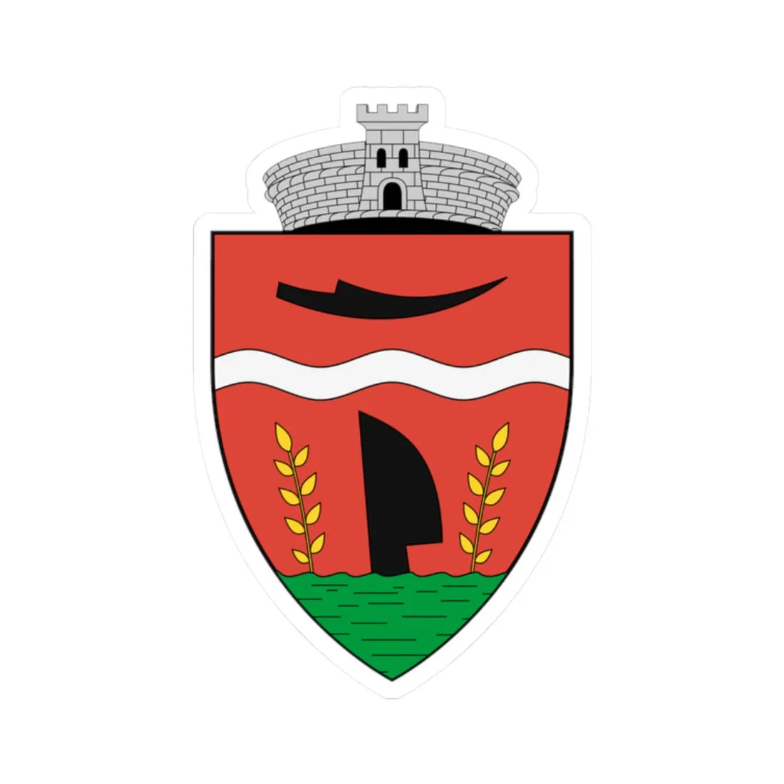 Coa Romania Town Értarcsa (Oman) (Coat of Arms) STICKER Vinyl Kiss-Cut Decal 2 Inch White - The Sticker Space