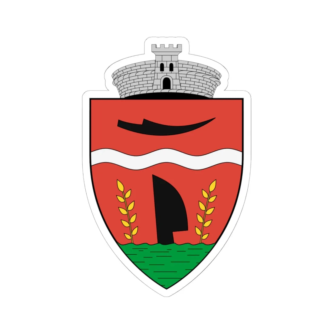 Coa Romania Town Értarcsa (Oman) (Coat of Arms) STICKER Vinyl Kiss-Cut Decal 6 Inch White - The Sticker Space