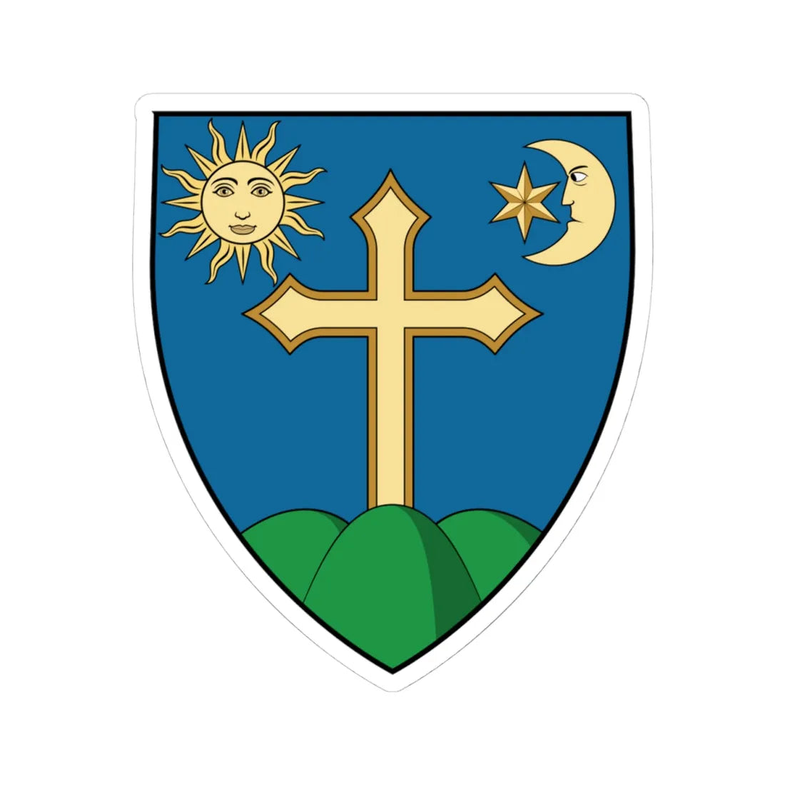 Coa Romania Town Székelykeresztúr (Oman) (Coat of Arms) STICKER Vinyl Kiss-Cut Decal 4 Inch White - The Sticker Space