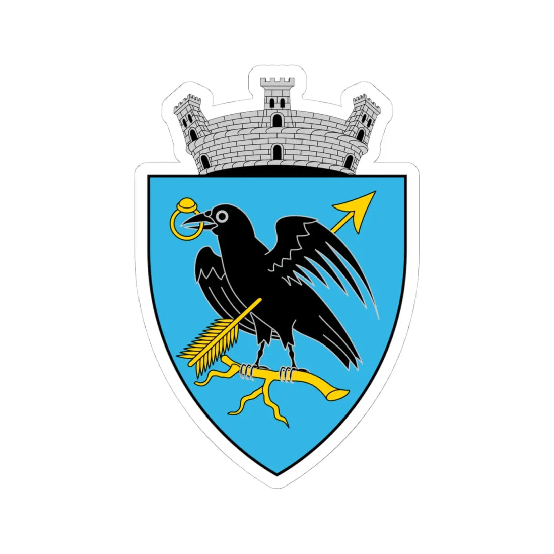 Coa Romania Town Vajdahunyad History (Oman) (Coat of Arms) STICKER Vinyl Kiss-Cut Decal 4 Inch White - The Sticker Space