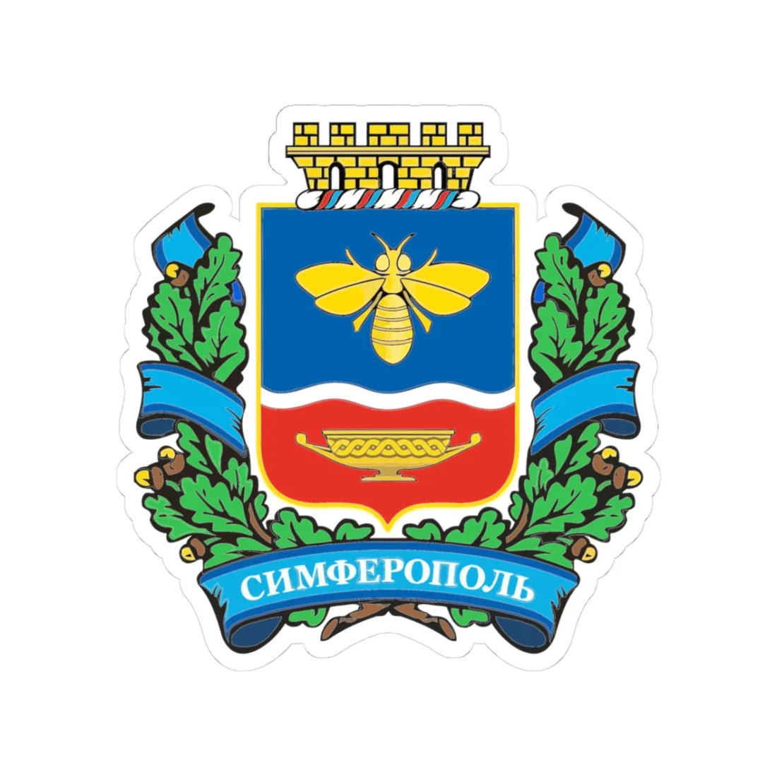 COA Simferopol (Ukraine) (Coat of Arms) STICKER Vinyl Kiss-Cut Decal 3 Inch White - The Sticker Space