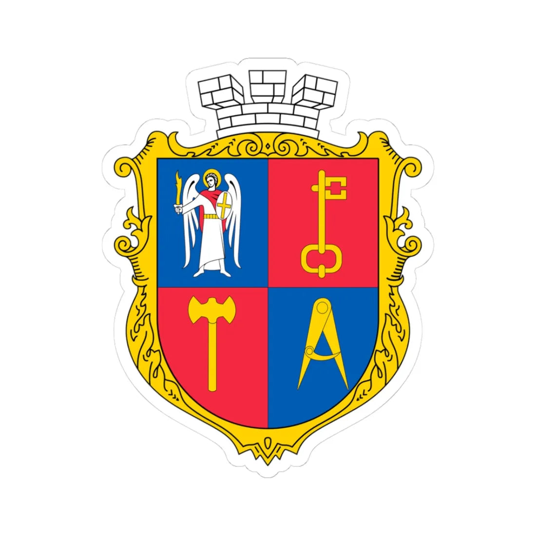 COA Solomianskyi Kyiv Ukraine UHT (Ukraine) (Coat of Arms) STICKER Vinyl Kiss-Cut Decal 3 Inch White - The Sticker Space