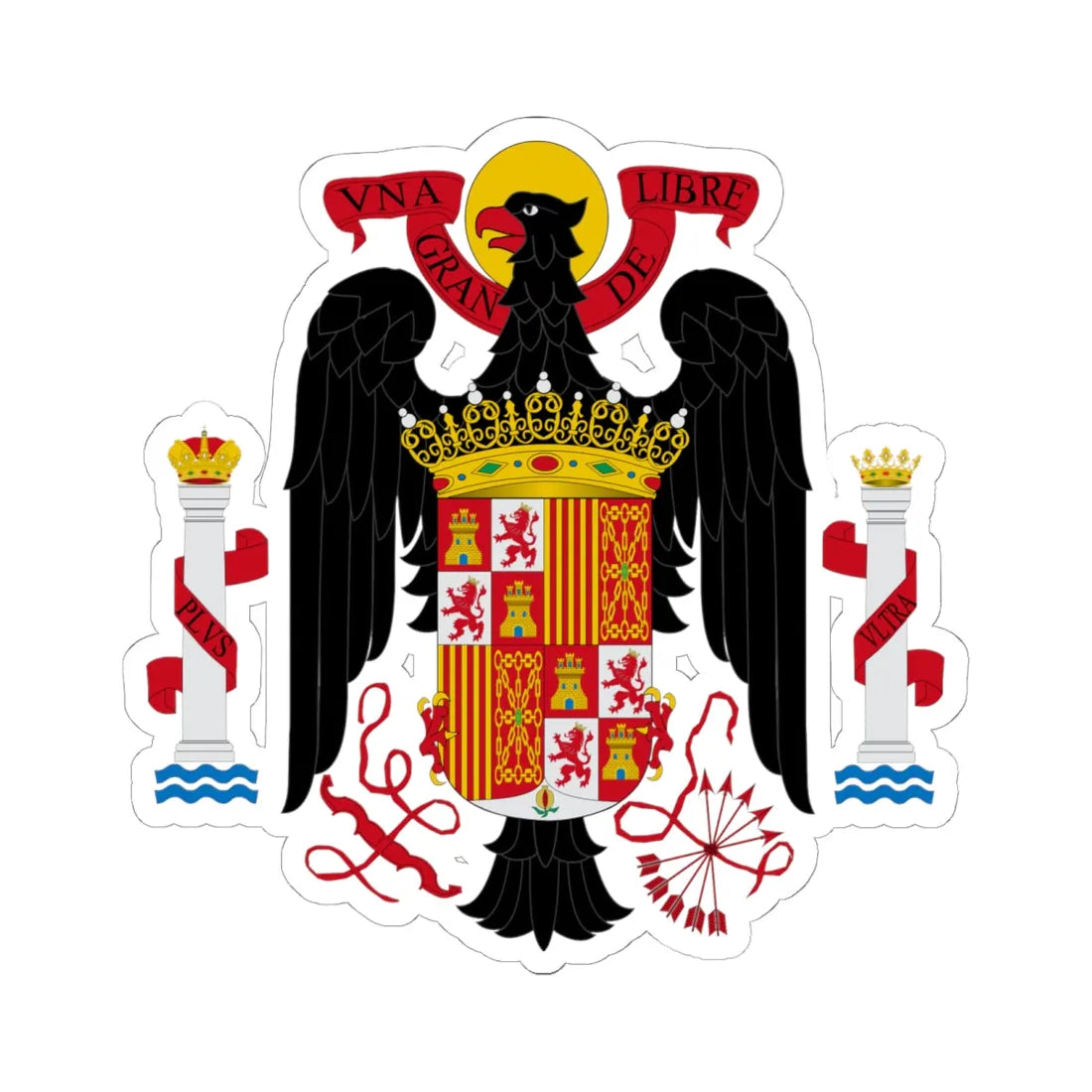 COA Spain 1945 1977 (Spain) (Coat of Arms) STICKER Vinyl Kiss-Cut Decal 6 Inch White - The Sticker Space