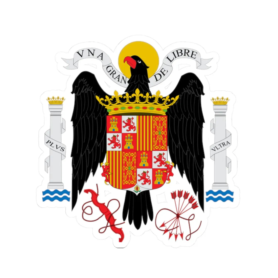 COA Spain under Franco 1938 1945 (Spain) (Coat of Arms) STICKER Vinyl Kiss-Cut Decal 2 Inch White - The Sticker Space