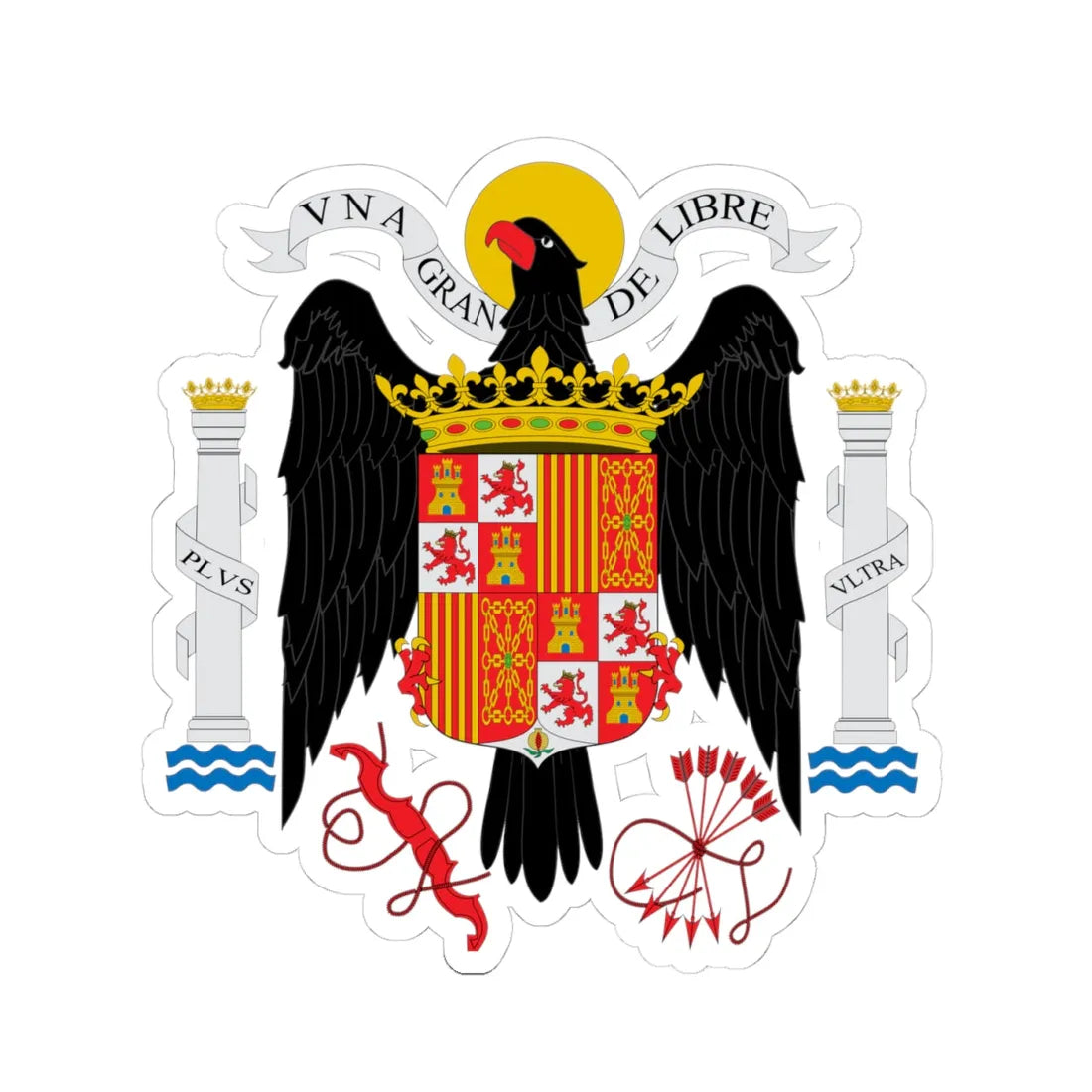 COA Spain under Franco 1938 1945 (Spain) (Coat of Arms) STICKER Vinyl Kiss-Cut Decal 4 Inch White - The Sticker Space