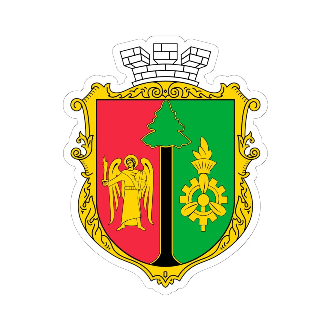 COA Sviatoshynskyi Kyiv Ukraine UHT (Ukraine) (Coat of Arms) STICKER Vinyl Kiss-Cut Decal 6 Inch White - The Sticker Space