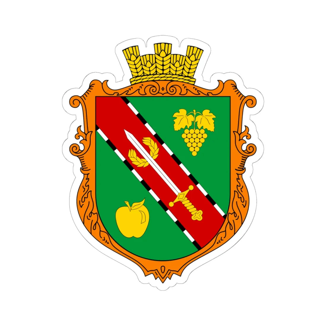 COA Verkhnosadove Sevastopol Ukraine UHT (Russia) (Coat of Arms) STICKER Vinyl Kiss-Cut Decal 6 Inch White - The Sticker Space