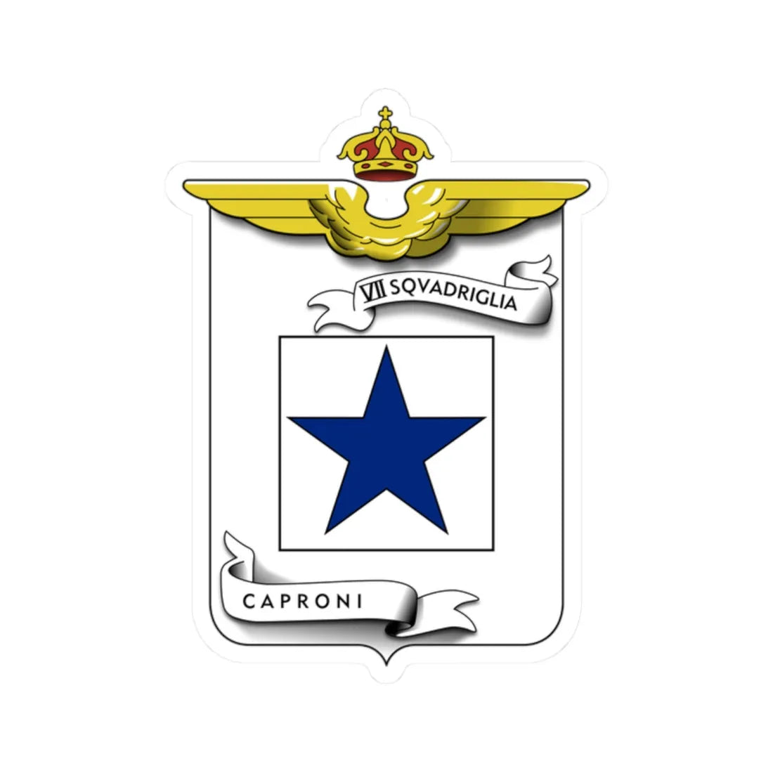 CoA VII Squadriglia Caproni (Italy) (Coat of Arms) STICKER Vinyl Kiss-Cut Decal 2 Inch White - The Sticker Space
