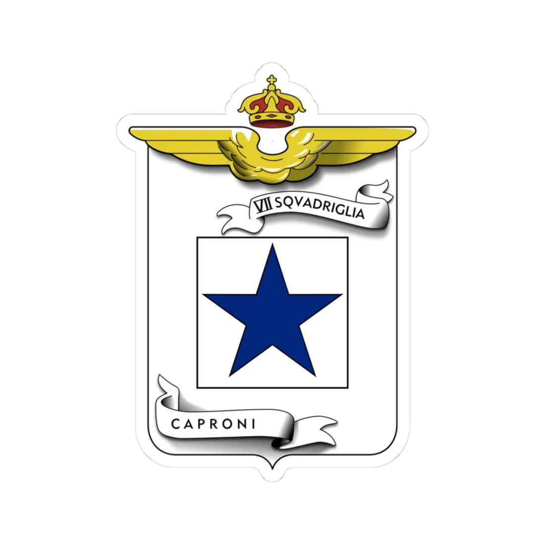 CoA VII Squadriglia Caproni (Italy) (Coat of Arms) STICKER Vinyl Kiss-Cut Decal 3 Inch White - The Sticker Space