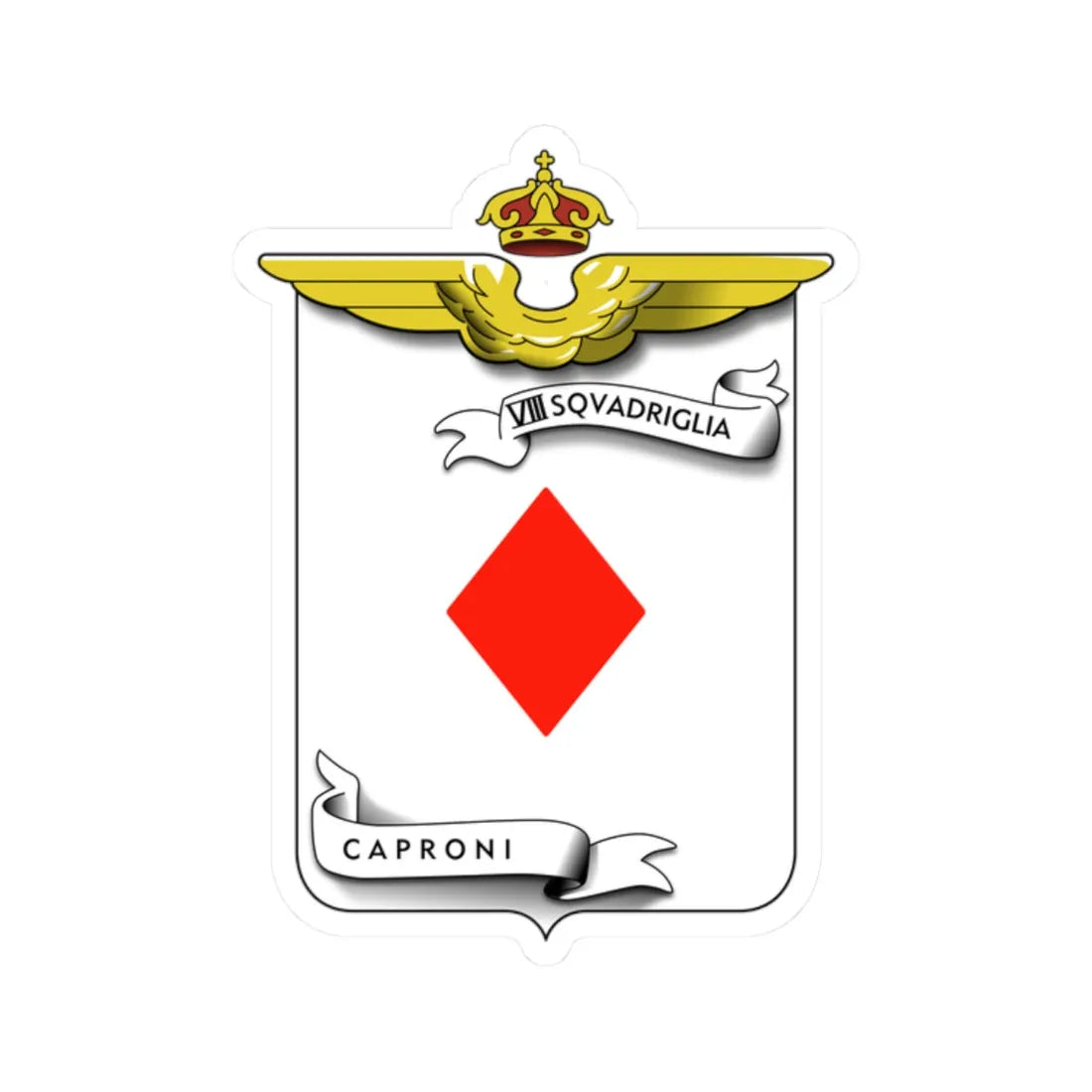 CoA VIII Squadriglia Caproni - diamond (Italy) (Coat of Arms) STICKER Vinyl Kiss-Cut Decal 2 Inch White - The Sticker Space