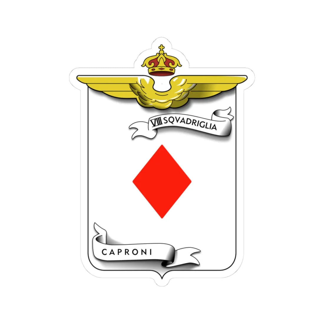 CoA VIII Squadriglia Caproni - diamond (Italy) (Coat of Arms) STICKER Vinyl Kiss-Cut Decal 3 Inch White - The Sticker Space