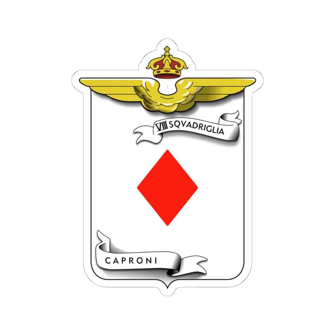 CoA VIII Squadriglia Caproni - diamond (Italy) (Coat of Arms) STICKER Vinyl Kiss-Cut Decal 6 Inch White - The Sticker Space