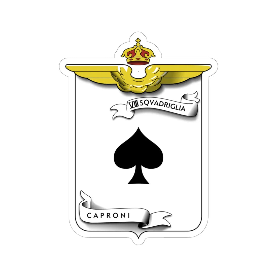 CoA VIII Squadriglia Caproni - spade (Italy) (Coat of Arms) STICKER Vinyl Kiss-Cut Decal 6 Inch White - The Sticker Space