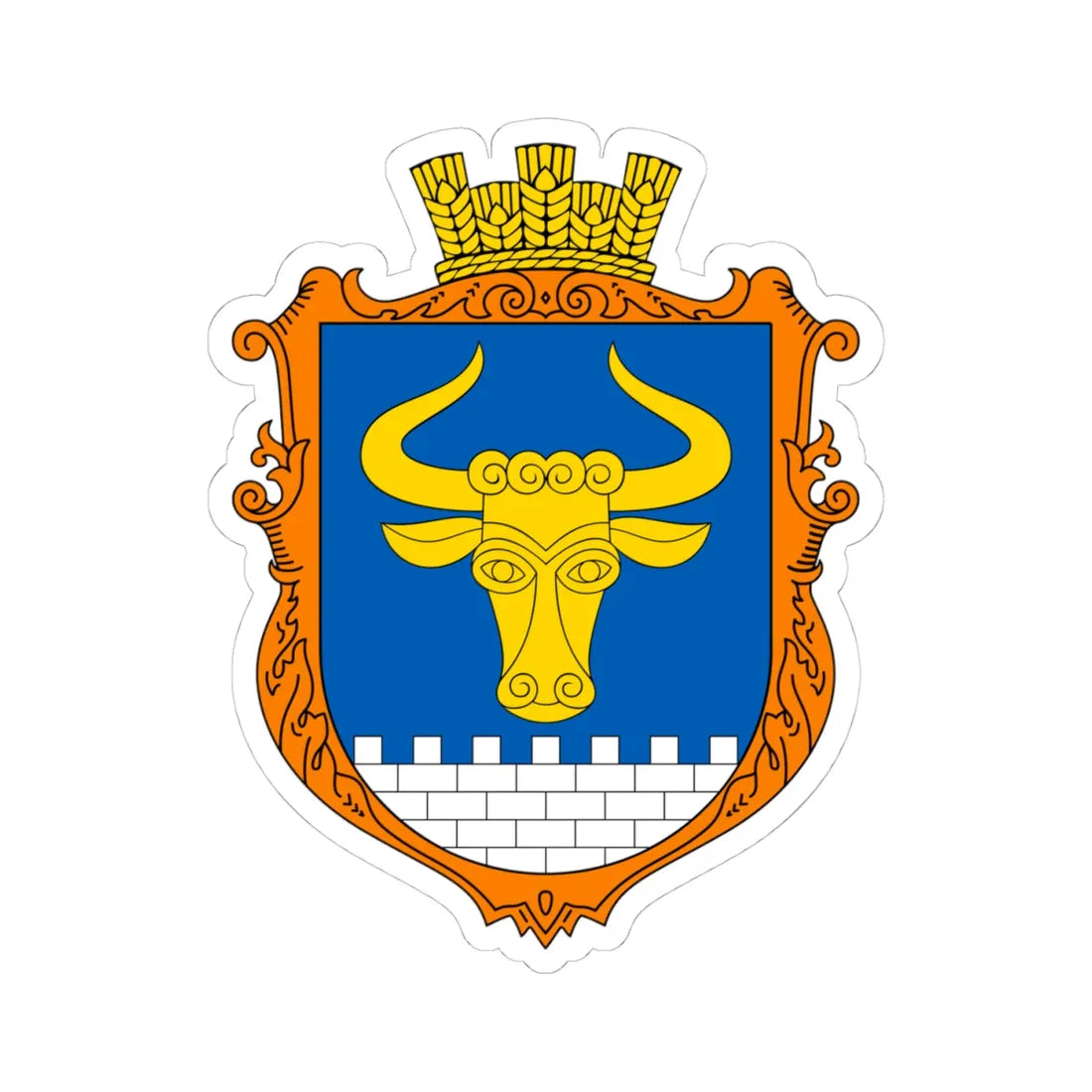 COA Zavorychi Kyivska Ukraine UHT (Ukraine) (Coat of Arms) STICKER Vinyl Kiss-Cut Decal 4 Inch White - The Sticker Space