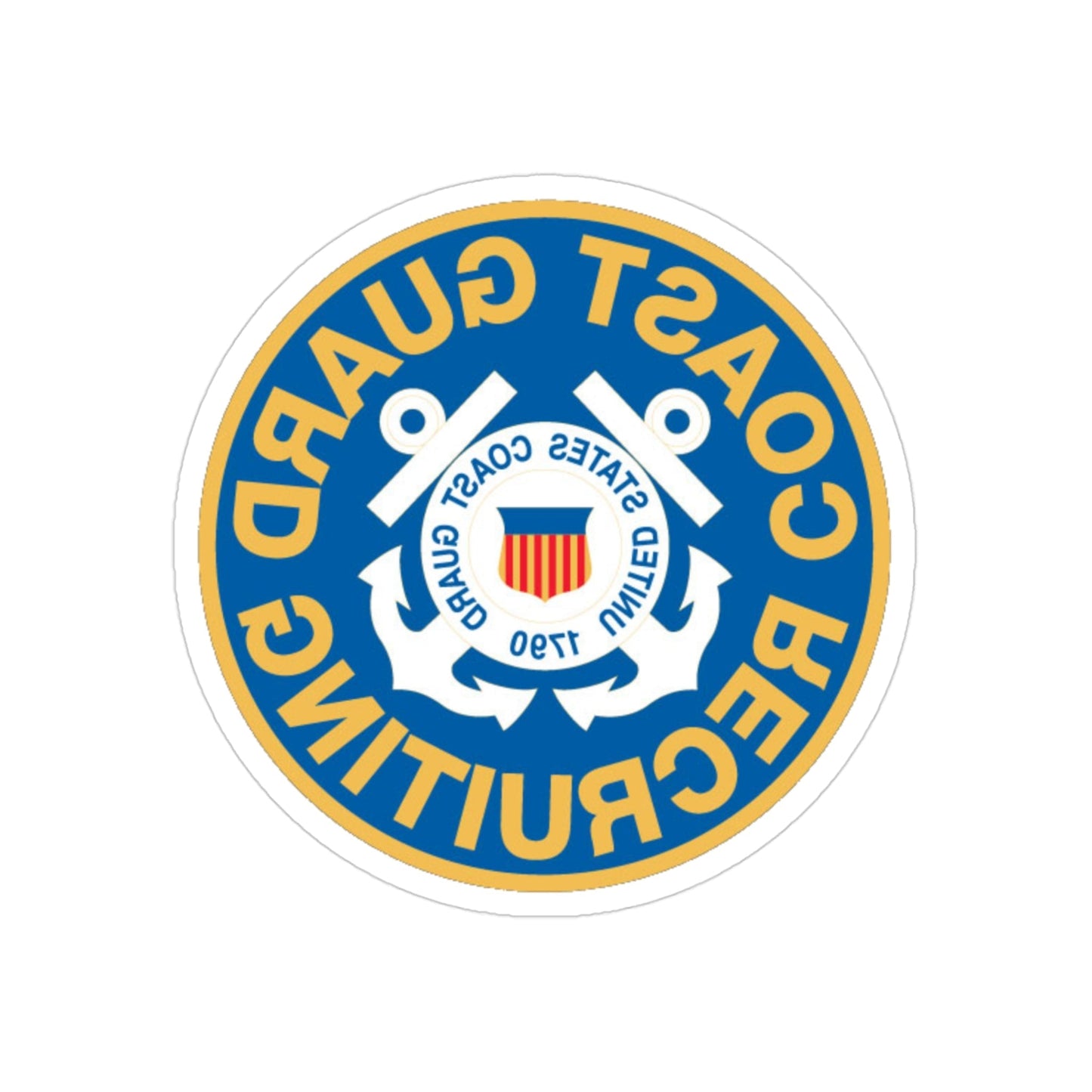 Coast Guard Recruiting (U.S. Coast Guard) REVERSE PRINT Transparent STICKER-3 Inch-The Sticker Space