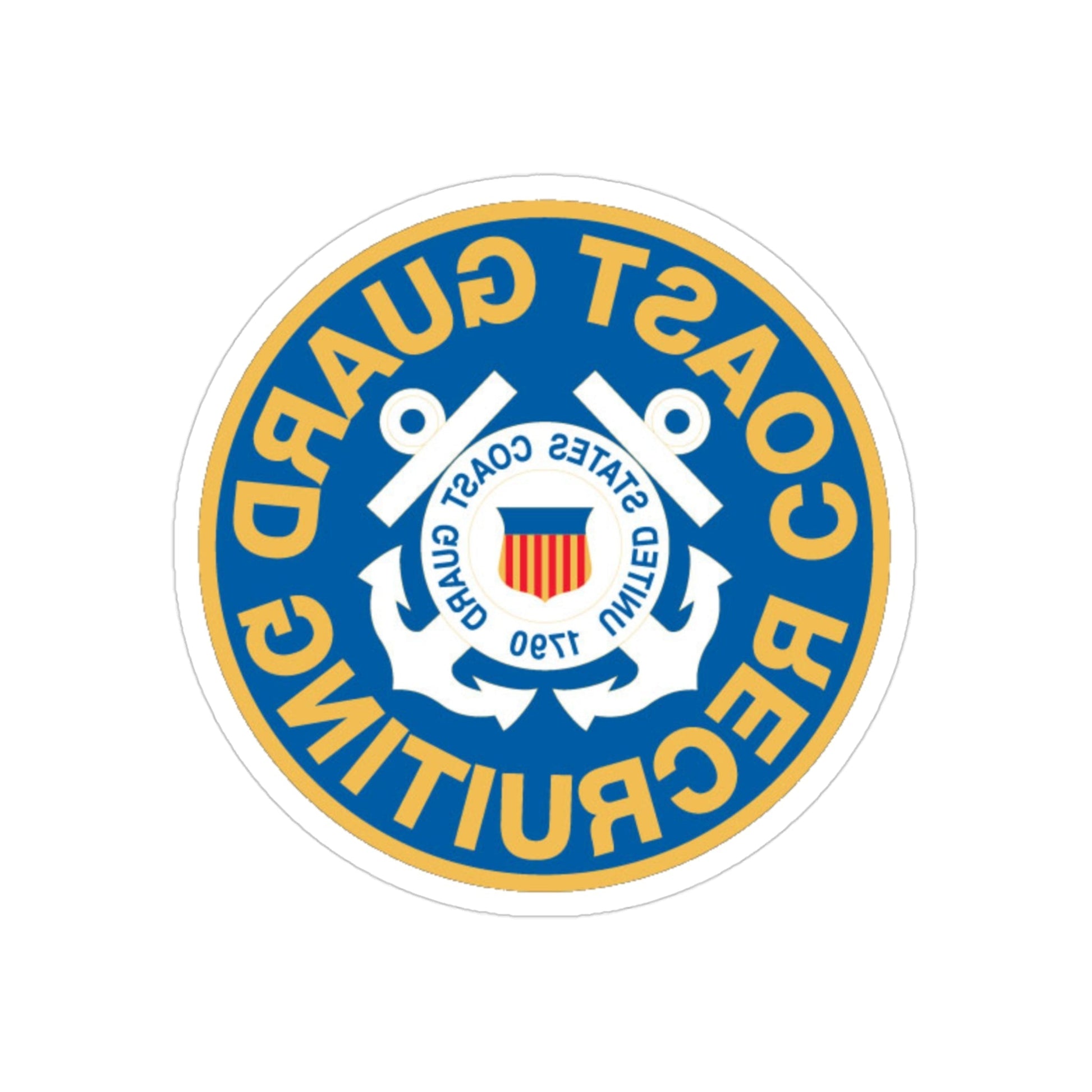 Coast Guard Recruiting (U.S. Coast Guard) REVERSE PRINT Transparent STICKER-3 Inch-The Sticker Space