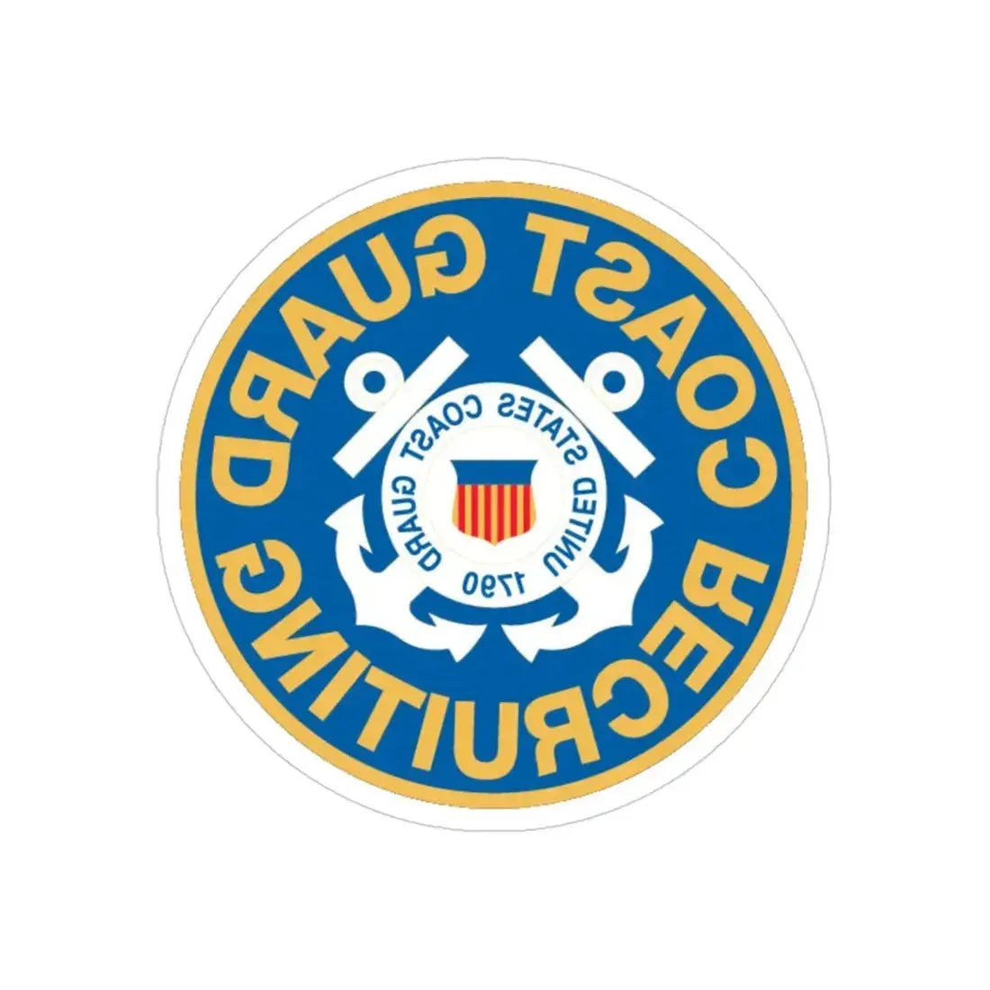 Coast Guard Recruiting (U.S. Coast Guard) REVERSE PRINT Transparent Die-Cut STICKER 3 Inch Die-Cut Transparent - The Sticker Space