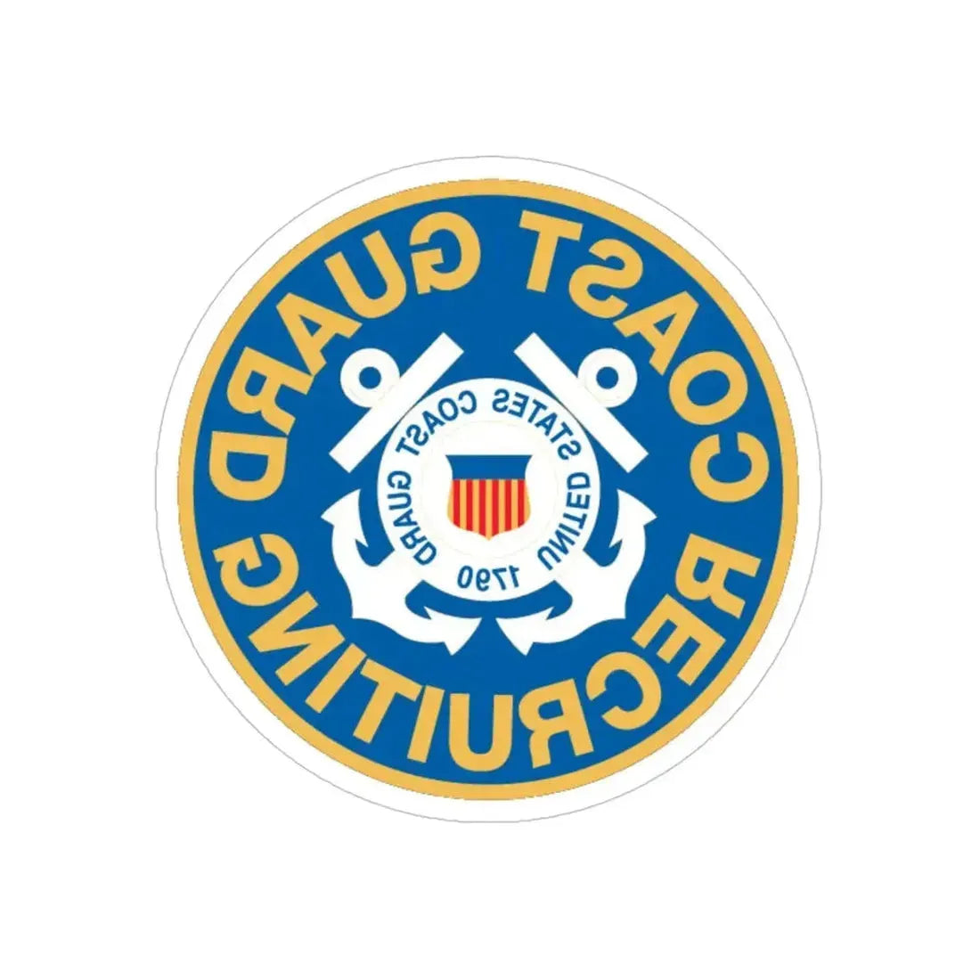Coast Guard Recruiting (U.S. Coast Guard) REVERSE PRINT Transparent Die-Cut STICKER 4 Inch Die-Cut Transparent - The Sticker Space