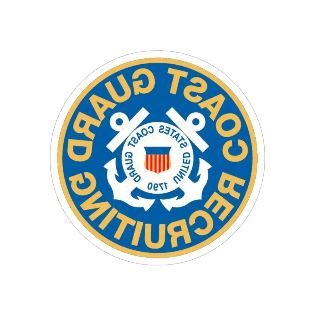 Coast Guard Recruiting (U.S. Coast Guard) REVERSE PRINT Transparent Die-Cut STICKER 5 Inch Die-Cut Transparent - The Sticker Space