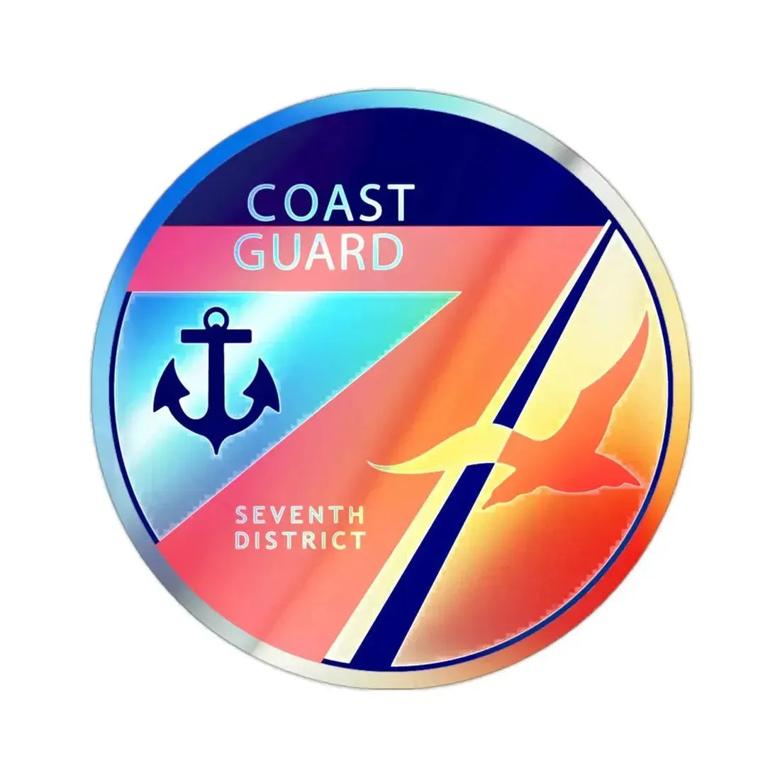 Coast Guard Seventh District (U.S. Coast Guard) Holographic STICKER Die-Cut Vinyl Decal 2 Inch Holographic - The Sticker Space
