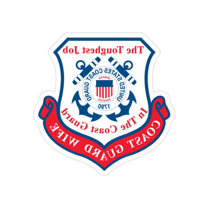 Coast Guard Wife (U.S. Coast Guard) REVERSE PRINT Transparent STICKER-3 Inch-The Sticker Space