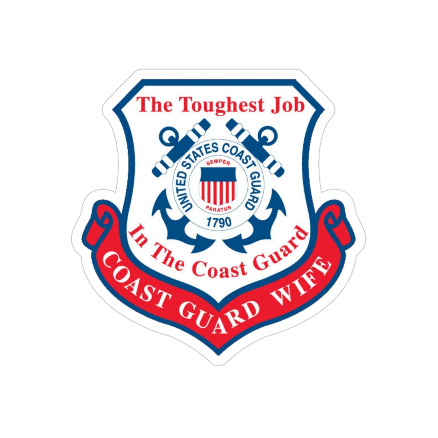 Coast Guard Wife (U.S. Coast Guard) Transparent STICKER Die-Cut Vinyl Decal-3 Inch-The Sticker Space