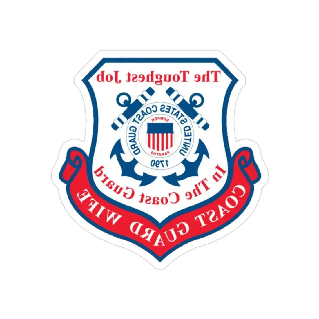 Coast Guard Wife (U.S. Coast Guard) REVERSE PRINT Transparent Die-Cut STICKER 2 Inch Die-Cut Transparent - The Sticker Space