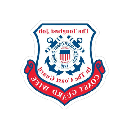 Coast Guard Wife (U.S. Coast Guard) REVERSE PRINT Transparent Die-Cut STICKER 2 Inch Die-Cut Transparent - The Sticker Space