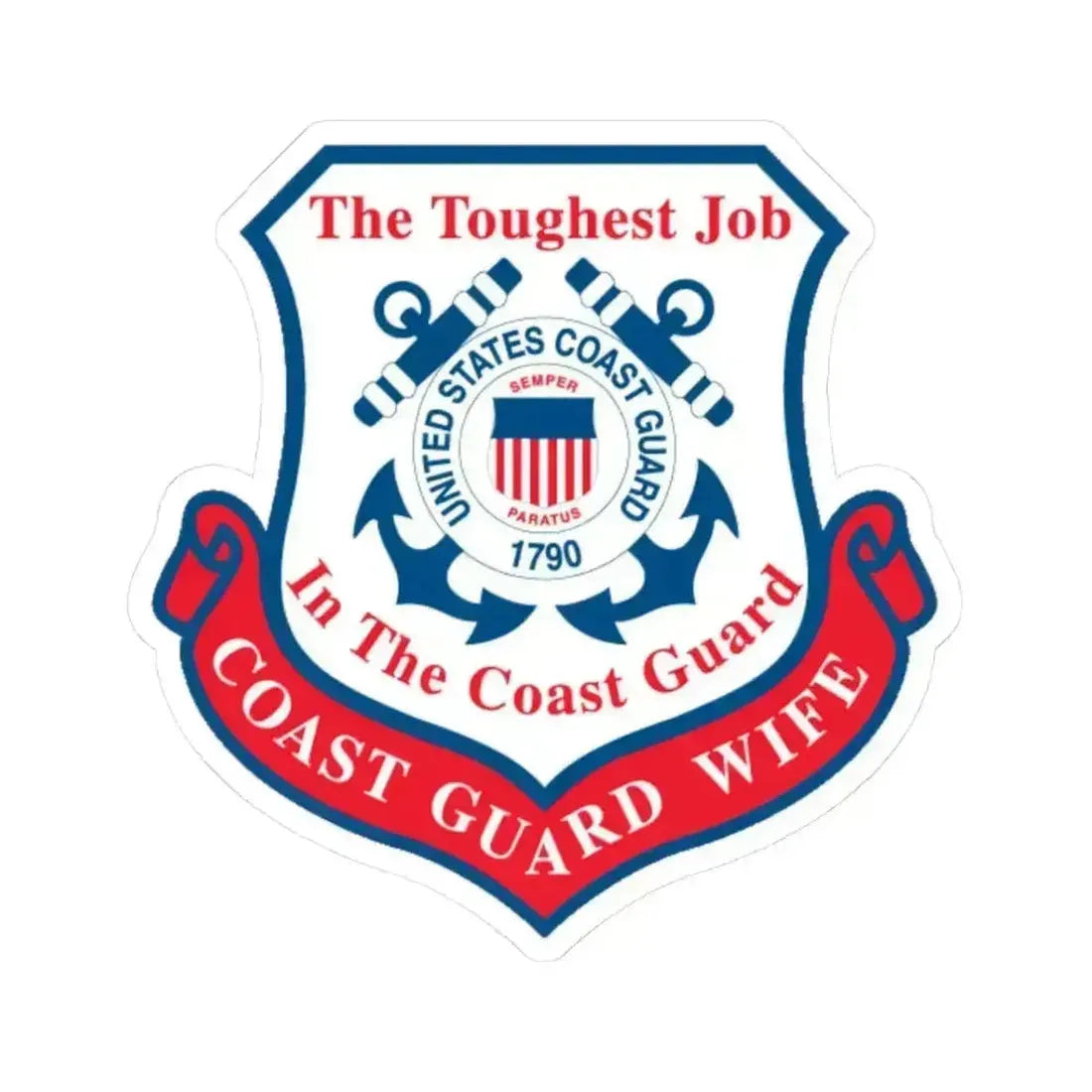 Coast Guard Wife (U.S. Coast Guard) STICKER Vinyl Kiss-Cut Decal 3 Inch White - The Sticker Space