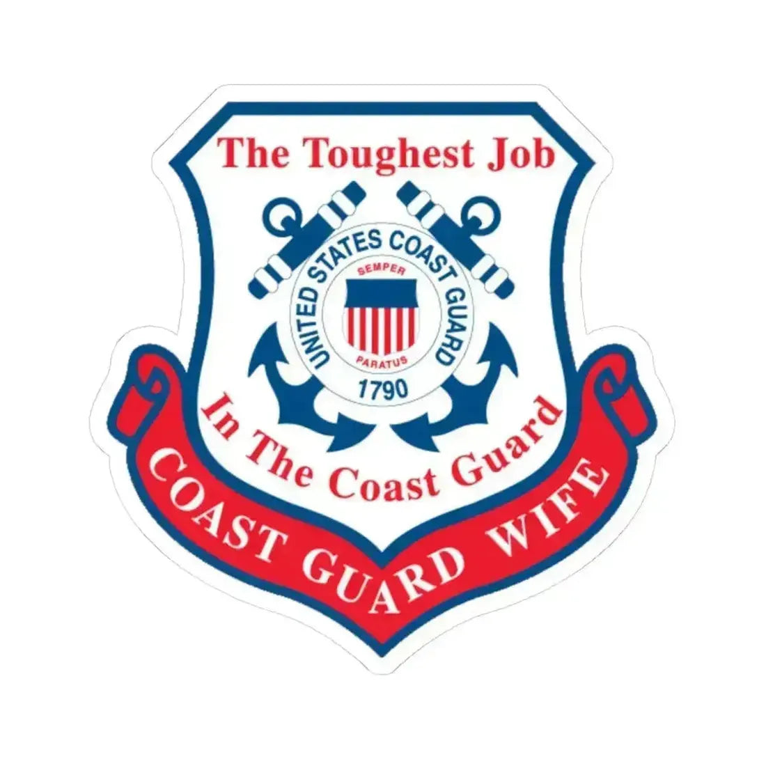 Coast Guard Wife (U.S. Coast Guard) STICKER Vinyl Kiss-Cut Decal 4 Inch White - The Sticker Space
