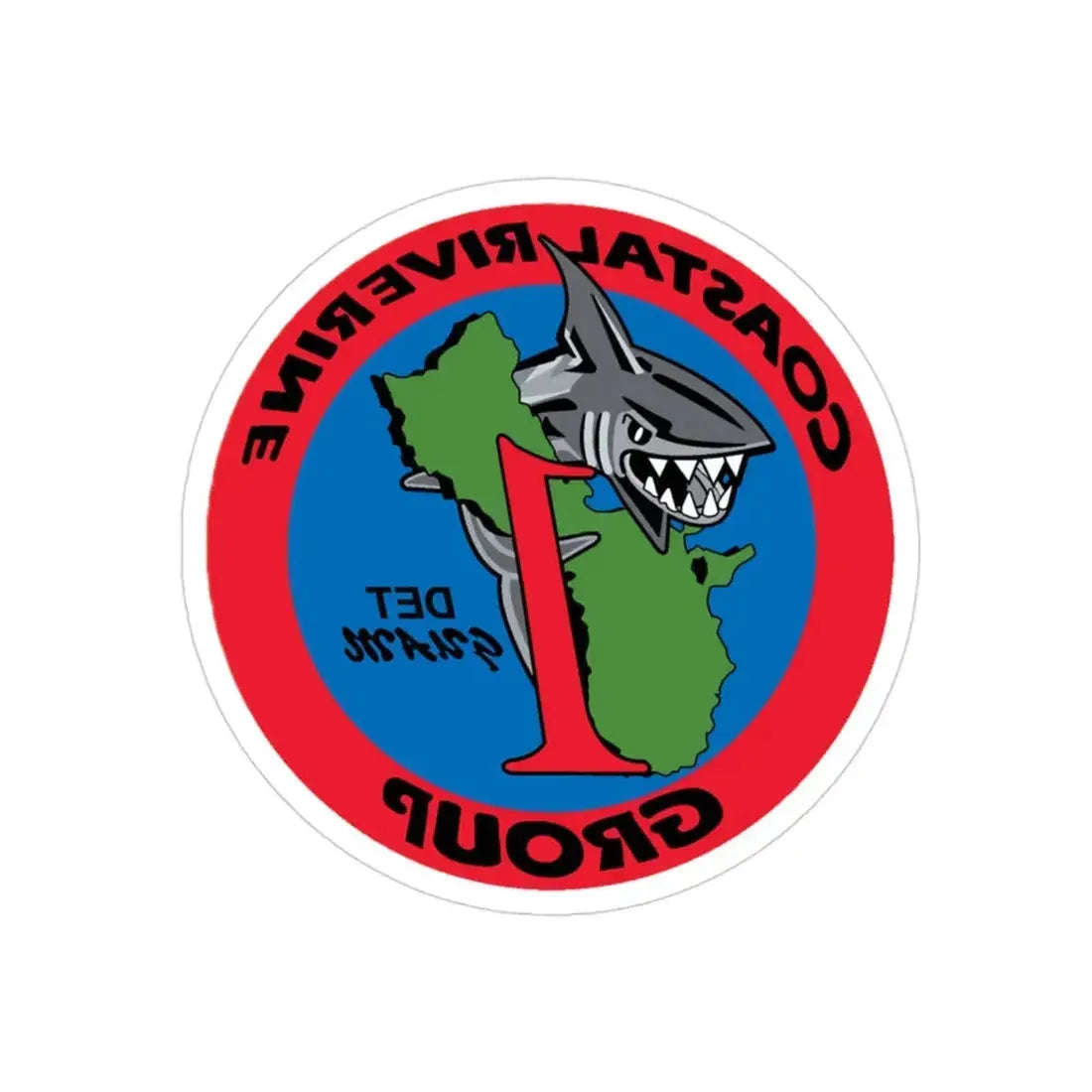 Coastal Riverine Group 1 Det Guam (U.S. Navy) REVERSE PRINT Transparent Die-Cut STICKER 3 Inch Die-Cut Transparent - The Sticker Space