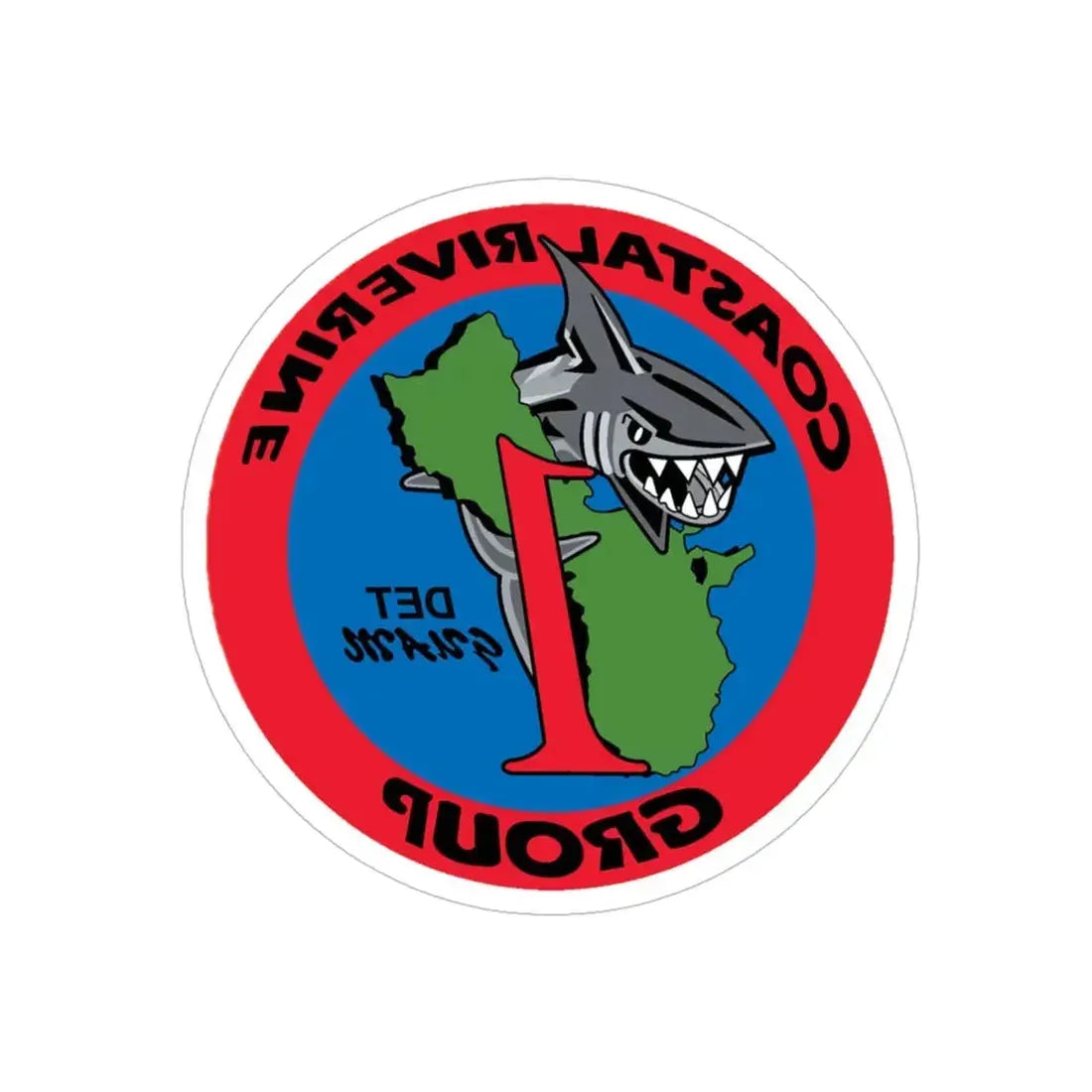 Coastal Riverine Group 1 Det Guam (U.S. Navy) REVERSE PRINT Transparent Die-Cut STICKER 5 Inch Die-Cut Transparent - The Sticker Space