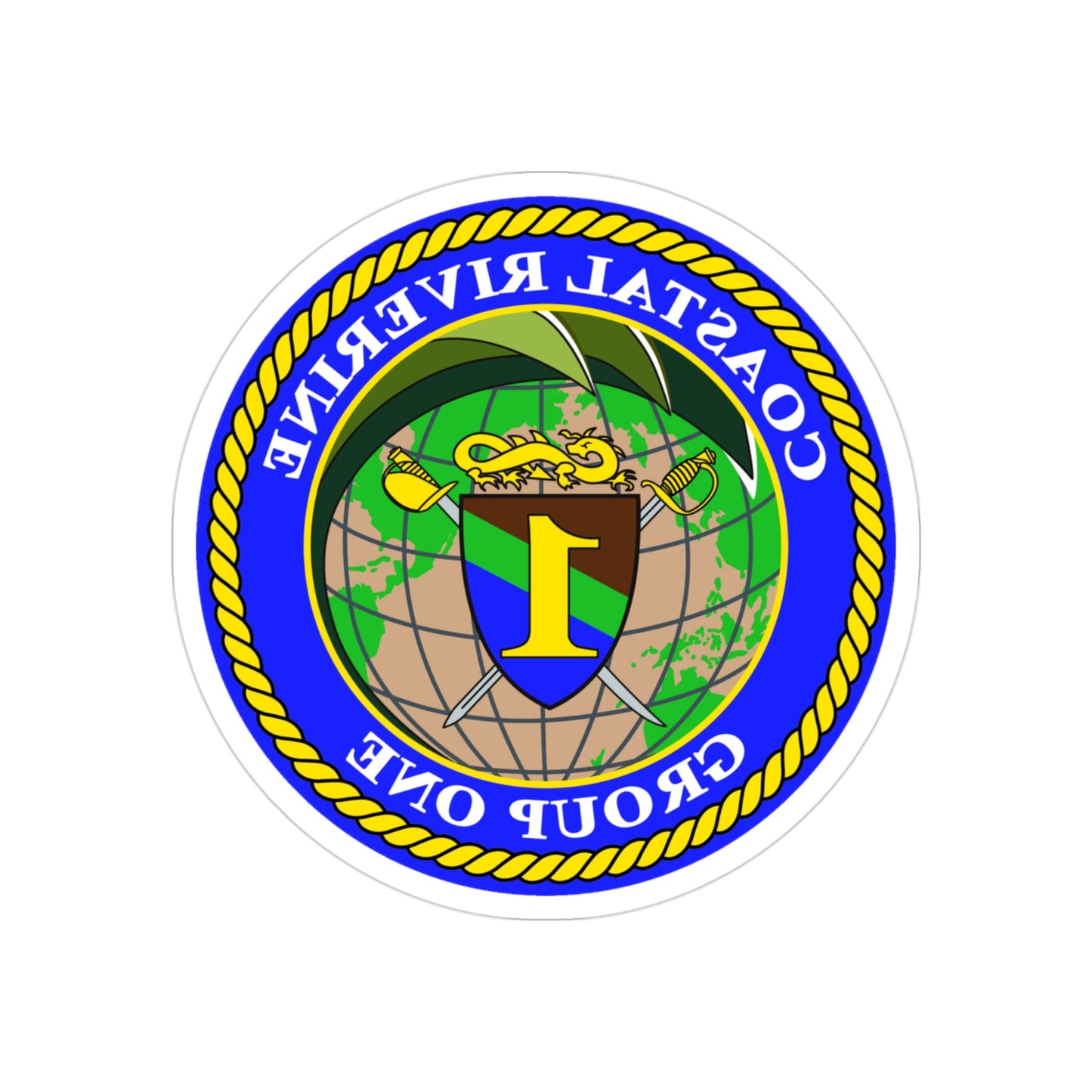 Coastal Riverine Group 1 (U.S. Navy) REVERSE PRINT Transparent STICKER-3 Inch-The Sticker Space