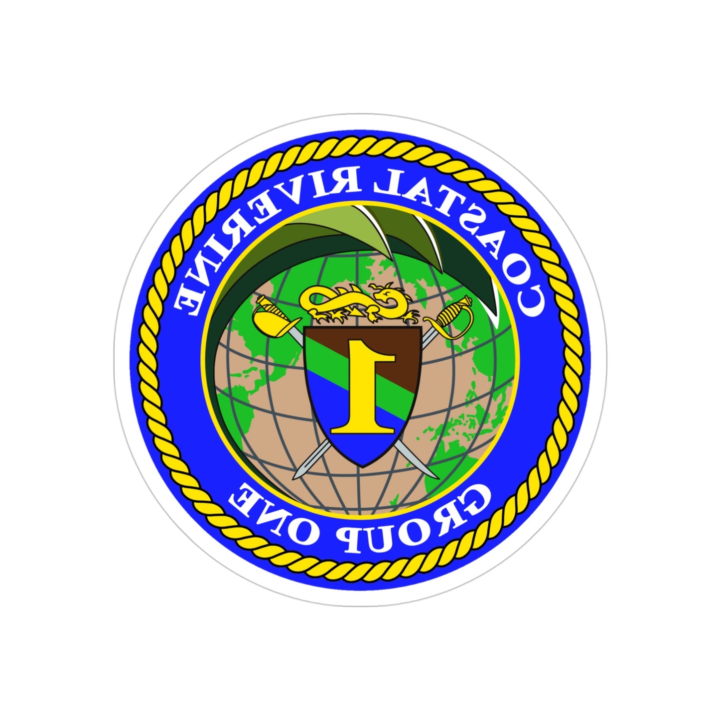 Coastal Riverine Group 1 (U.S. Navy) REVERSE PRINT Transparent STICKER-4 Inch-The Sticker Space