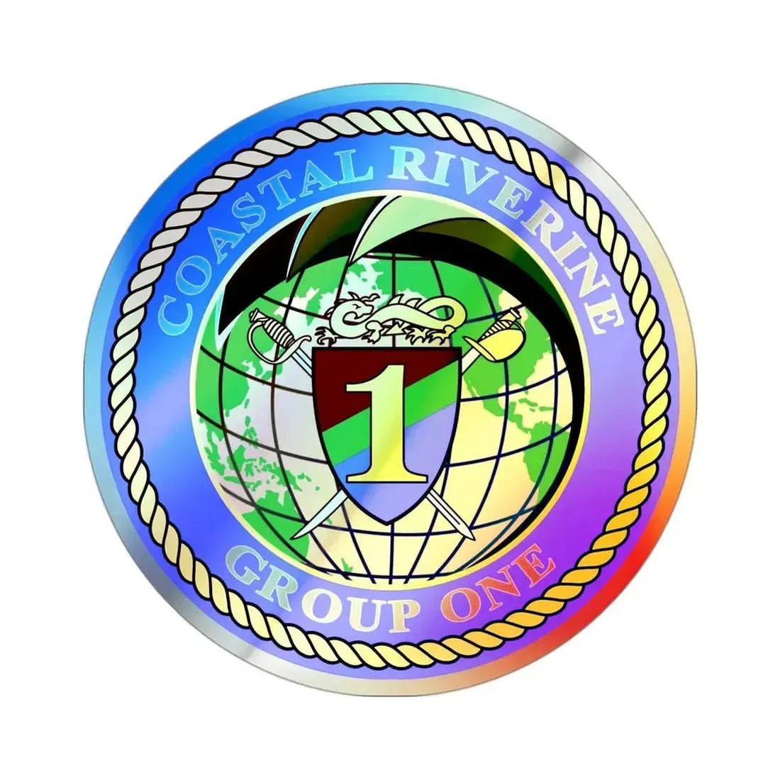 Coastal Riverine Group 1 (U.S. Navy) Holographic STICKER Die-Cut Vinyl Decal 3 Inch Holographic - The Sticker Space