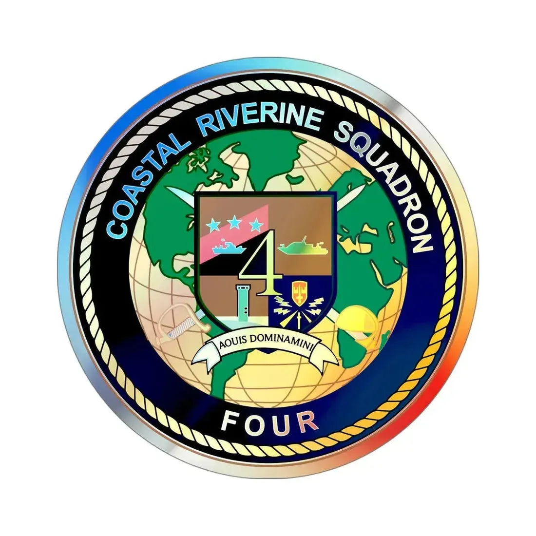 Coastal Riverine Sq 4 (U.S. Navy) Holographic STICKER Die-Cut Vinyl Decal 4 Inch Holographic - The Sticker Space