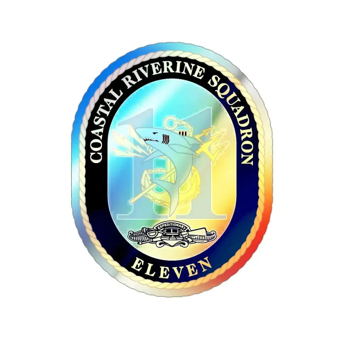 Coastal Riverine Sq Eleven (U.S. Navy) Holographic STICKER Die-Cut Vinyl Decal 3 Inch Holographic - The Sticker Space