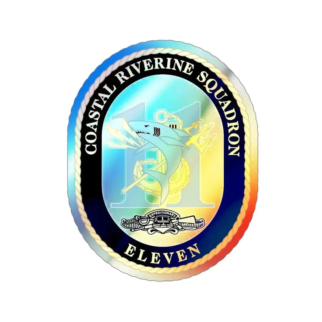 Coastal Riverine Sq Eleven (U.S. Navy) Holographic STICKER Die-Cut Vinyl Decal 4 Inch Holographic - The Sticker Space