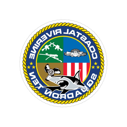 Coastal Riverine Squadron 10 (U.S. Navy) REVERSE PRINT Transparent STICKER-3 Inch-The Sticker Space