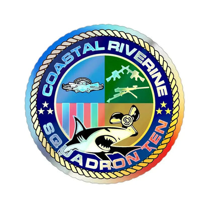 Coastal Riverine Squadron 10 (U.S. Navy) Holographic STICKER Die-Cut Vinyl Decal 2 Inch Holographic - The Sticker Space