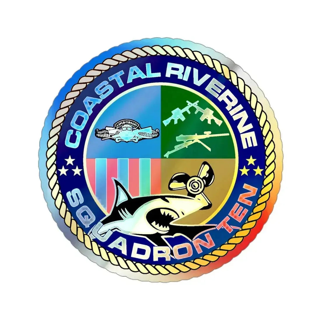 Coastal Riverine Squadron 10 (U.S. Navy) Holographic STICKER Die-Cut Vinyl Decal 3 Inch Holographic - The Sticker Space