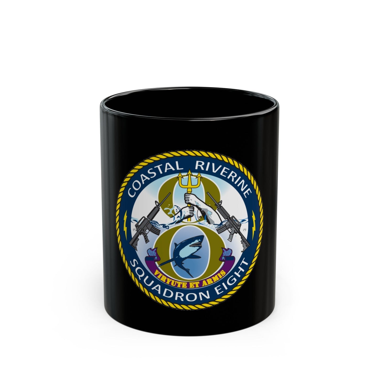 Coastal Riverine Squadron 8 (U.S. Navy) Black Coffee Mug-11oz-The Sticker Space