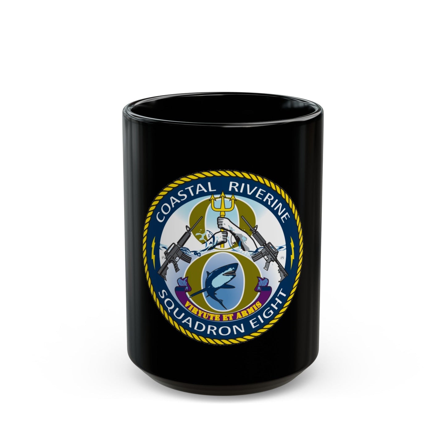 Coastal Riverine Squadron 8 (U.S. Navy) Black Coffee Mug-15oz-The Sticker Space