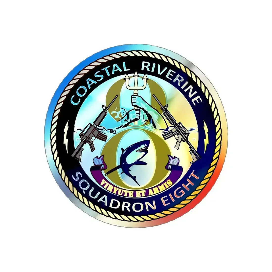 Coastal Riverine Squadron 8 (U.S. Navy) Holographic STICKER Die-Cut Vinyl Decal 5 Inch Holographic - The Sticker Space