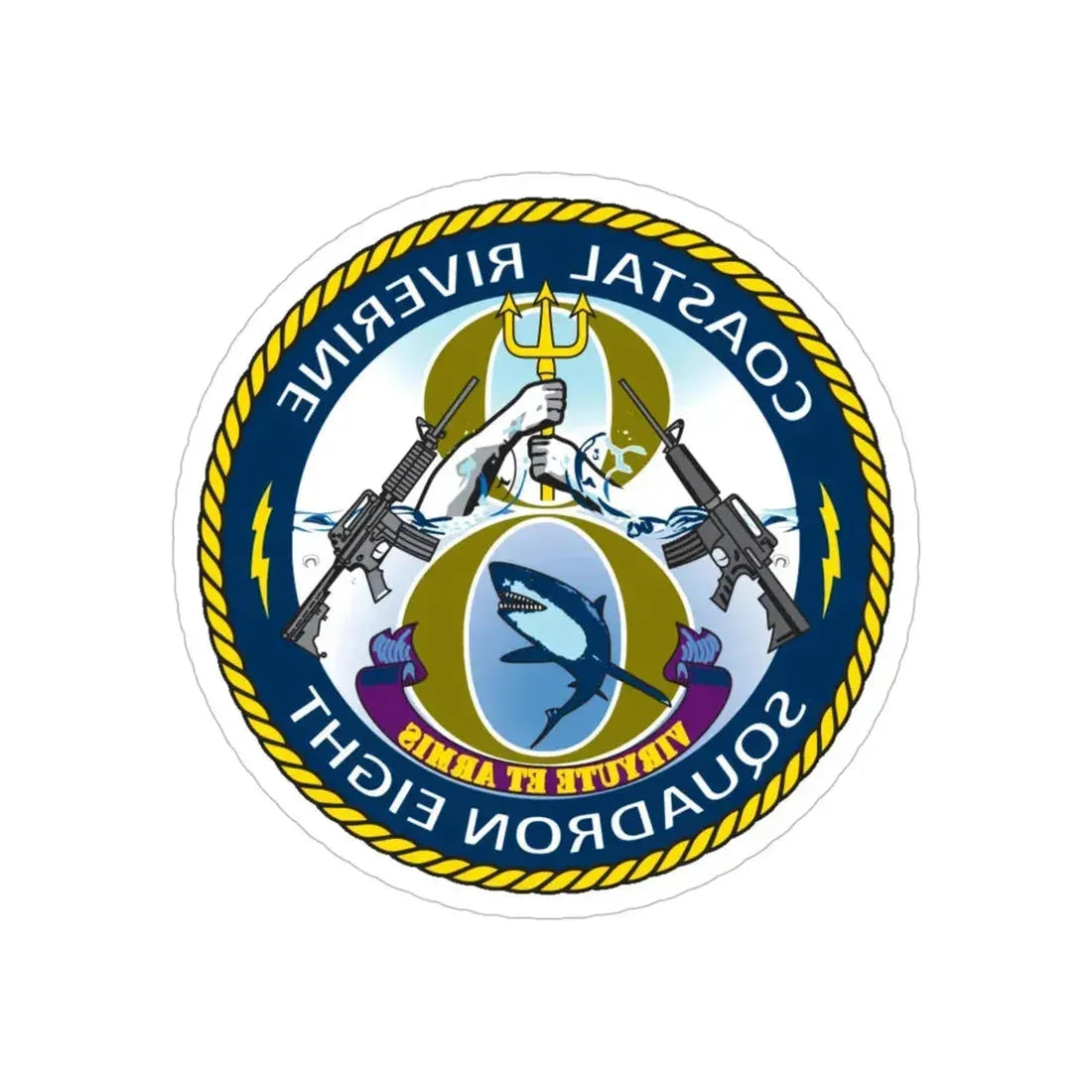 Coastal Riverine Squadron 8 (U.S. Navy) REVERSE PRINT Transparent Die-Cut STICKER - The Sticker Space