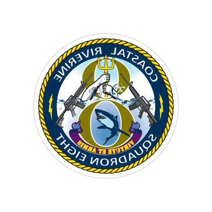 Coastal Riverine Squadron 8 (U.S. Navy) REVERSE PRINT Transparent Die-Cut STICKER - The Sticker Space