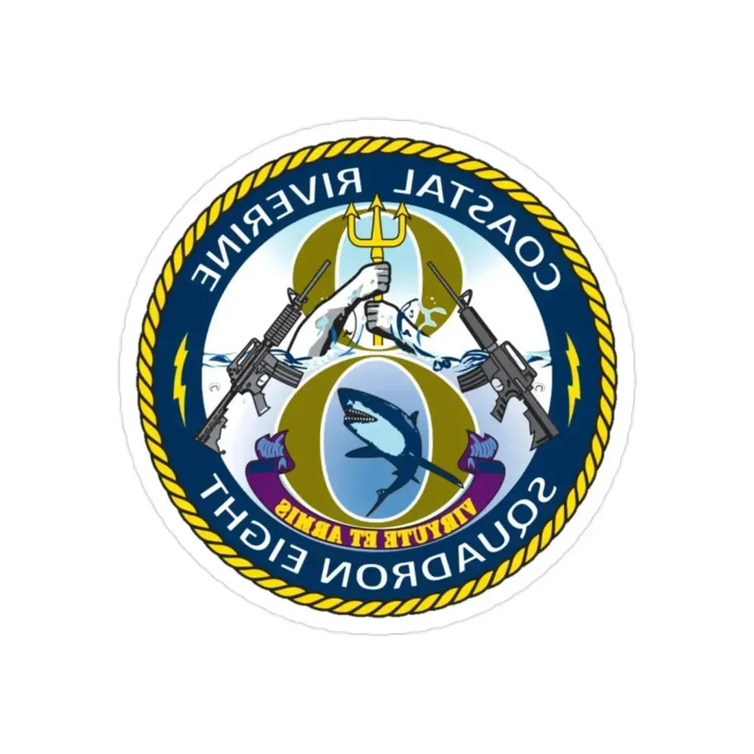 Coastal Riverine Squadron 8 (U.S. Navy) REVERSE PRINT Transparent Die-Cut STICKER - The Sticker Space