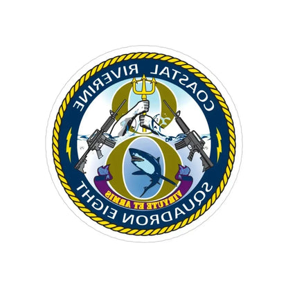 Coastal Riverine Squadron 8 (U.S. Navy) REVERSE PRINT Transparent Die-Cut STICKER - The Sticker Space